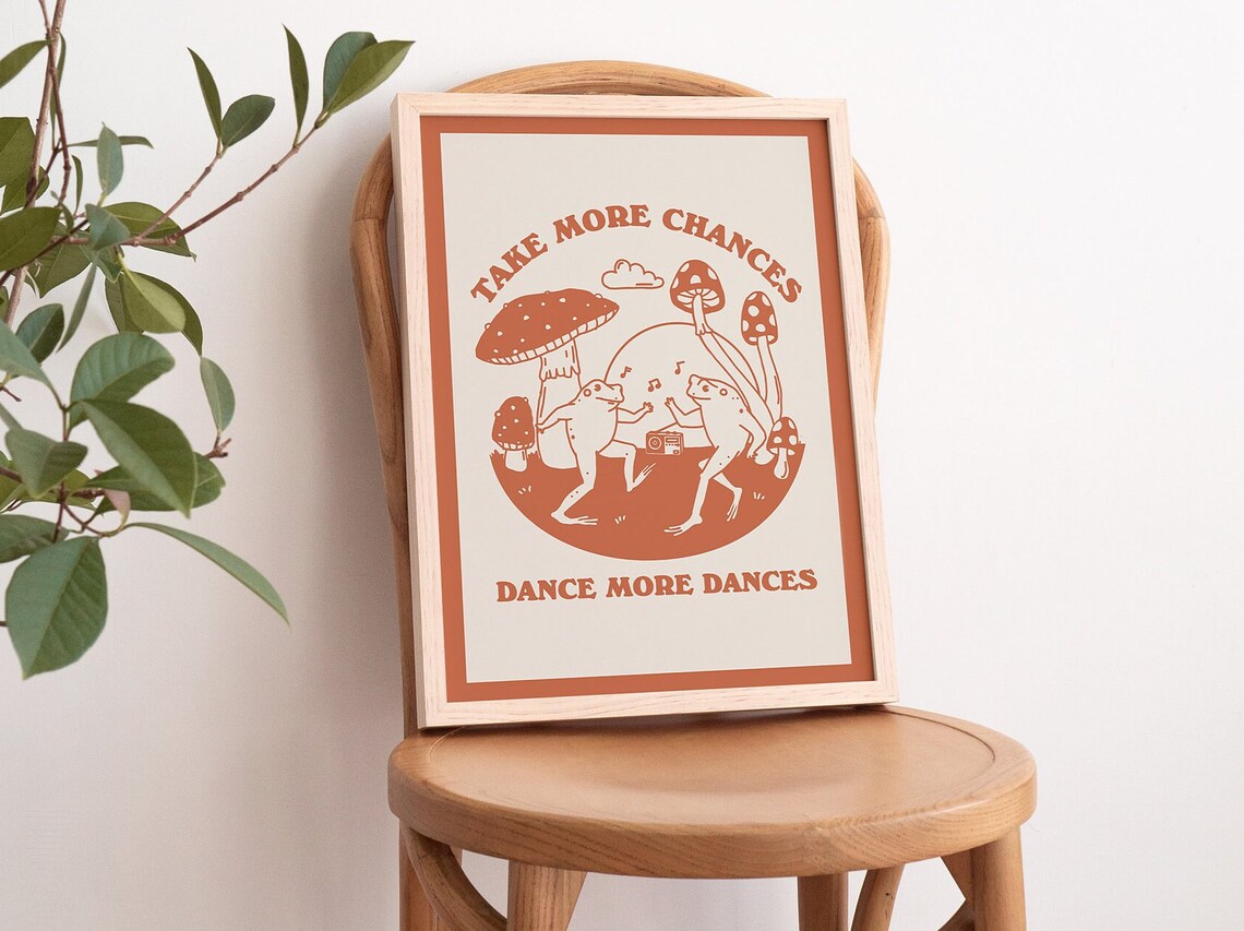 Retro Dancing Frogs Vintage Frog Art Print - Image 2
