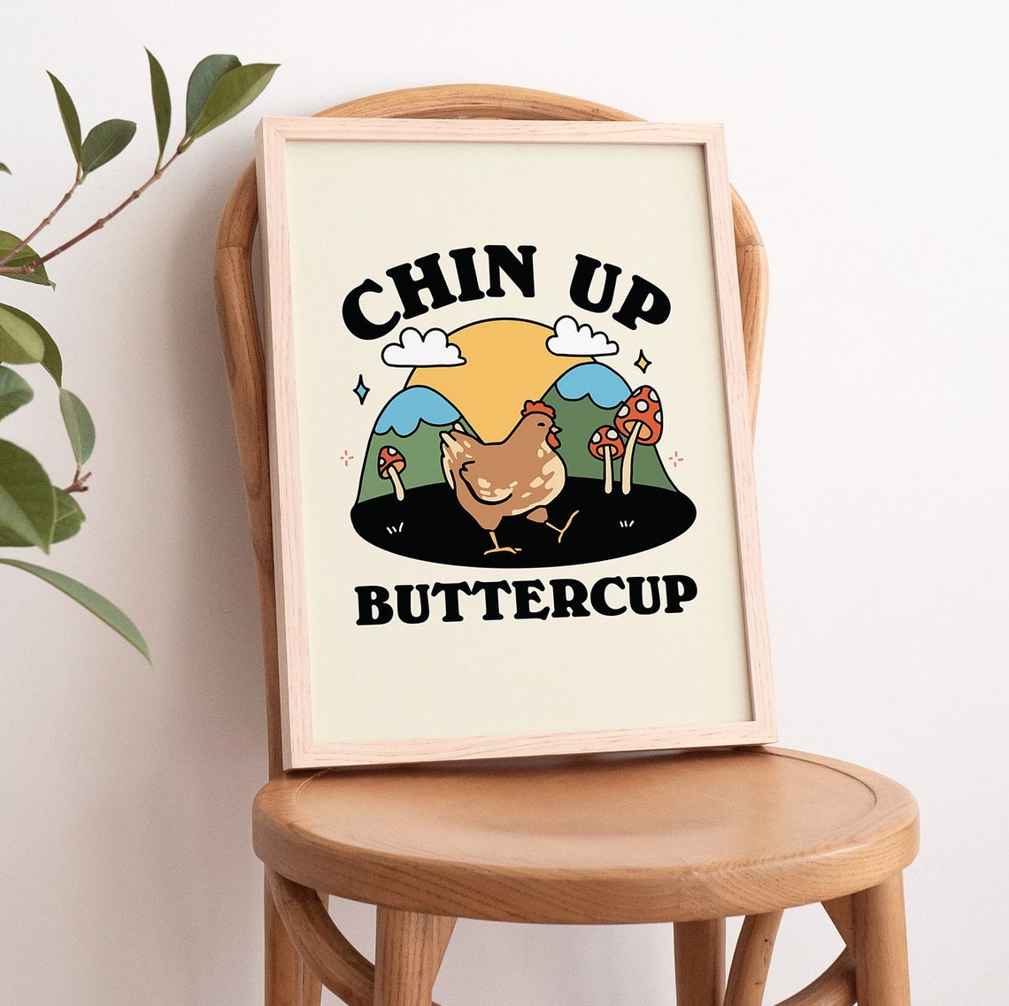 Chin Up Buttercup Funny Chicken Retro Farm Motivational Poster - Image 4