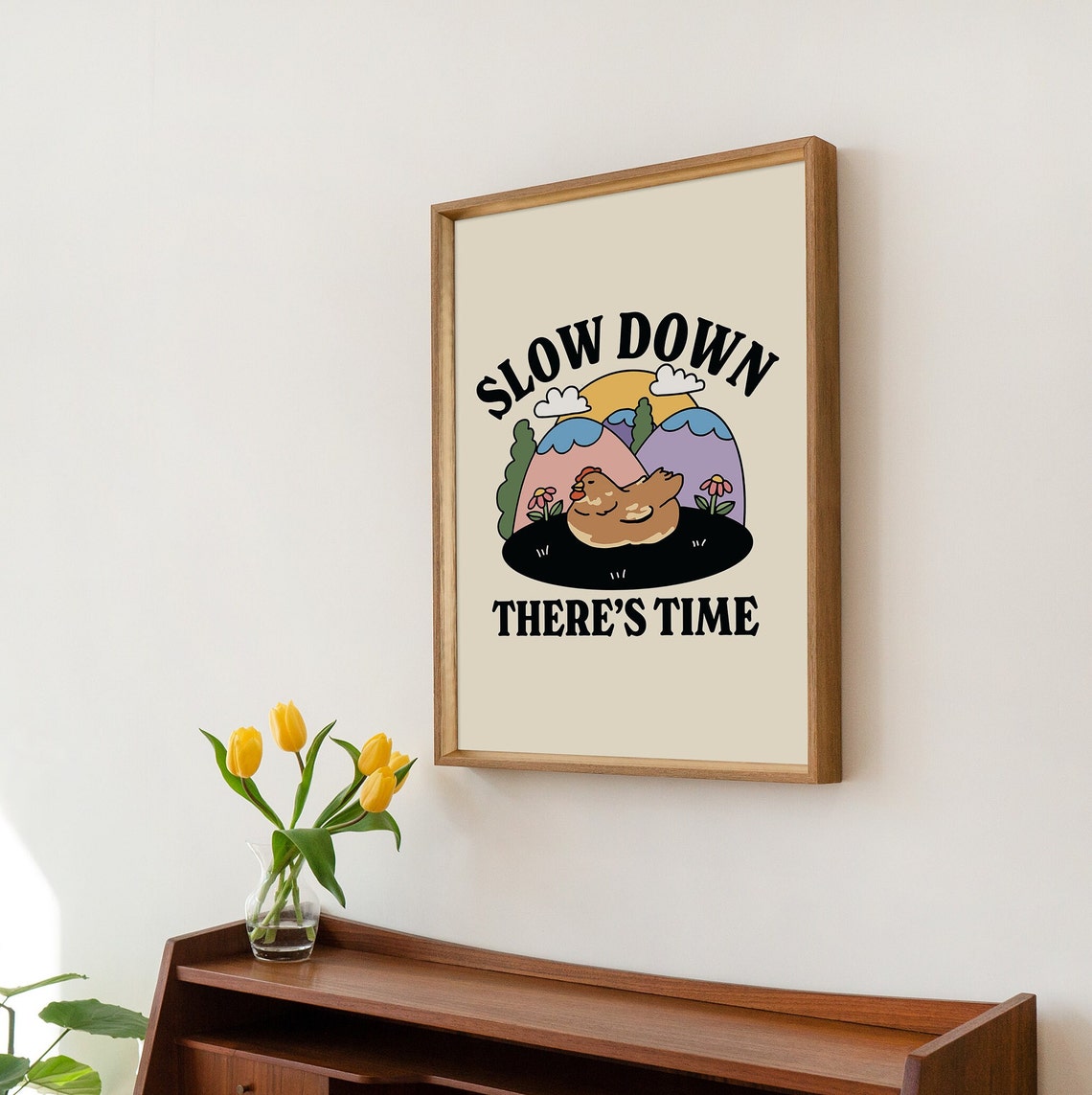 Cute Chicken Wall Print Retro Hen Illustration Classroom Print Cottagecore Positive Quote Cute Print Kids Room - Image 2