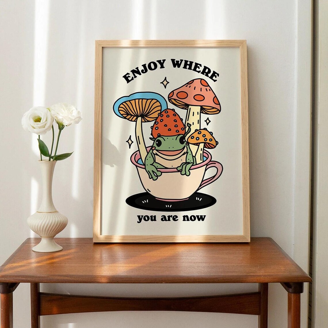 Cottagecore Frog Retro Quote Art Print - Image 2