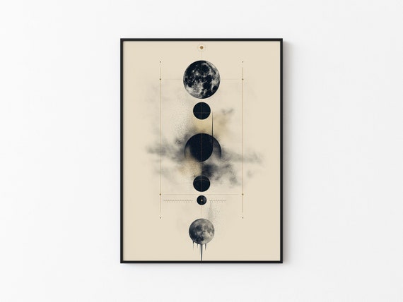 Lunar Abstract Moon Japandi Minimalistic Style Instant Moon Art Poster Versatile Sizes Print N14