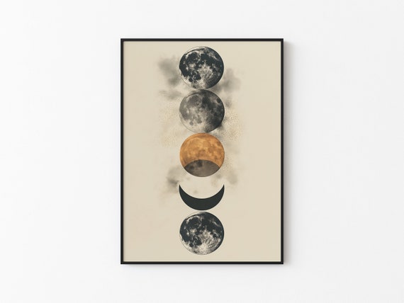 Lunar Abstract Moon Japandi Minimalistic Style Instant Moon Art Poster Versatile Sizes Print N12