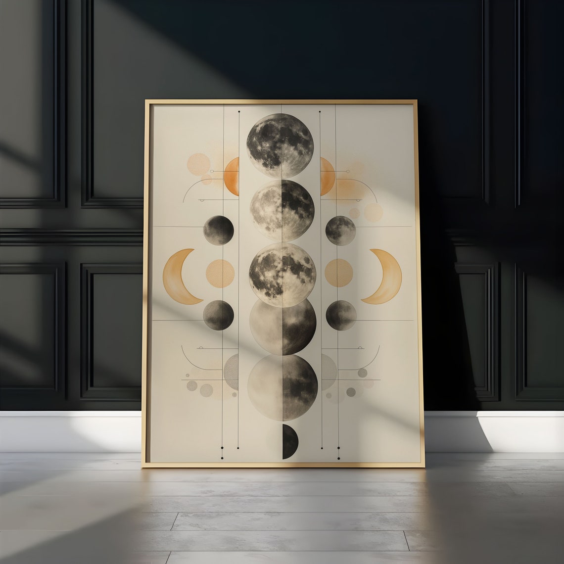 Lunar Column Half Moon Symmetry Watercolor Dot Abstract Poster - Image 3