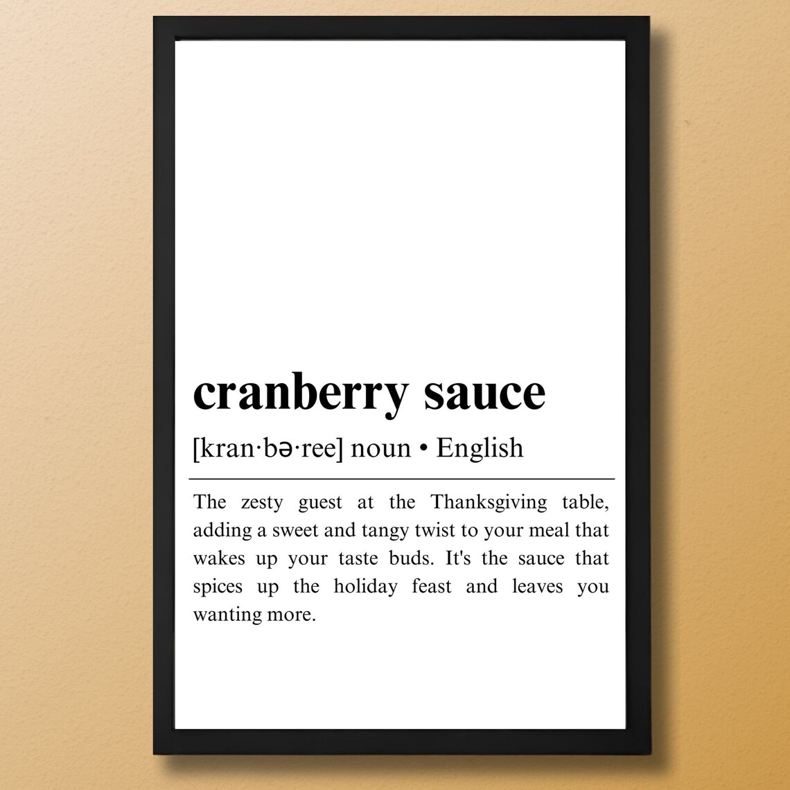 Cranberry Sauce Definition Poster, Thanksgiving Quote