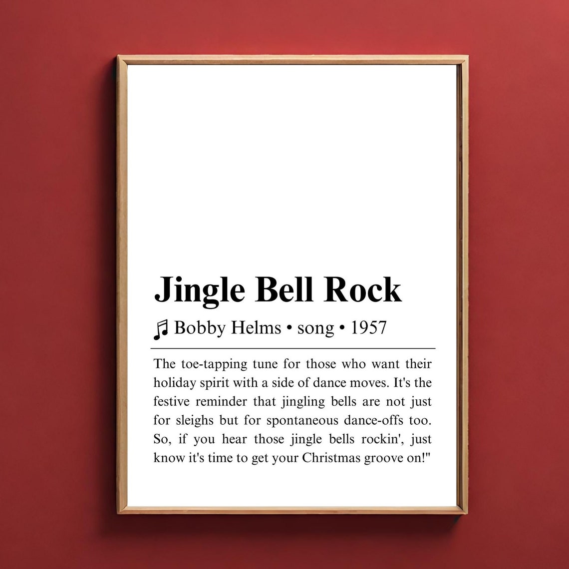 Jingle Bell Rock Bobby Helms 1957 Holiday Song Definition Print
