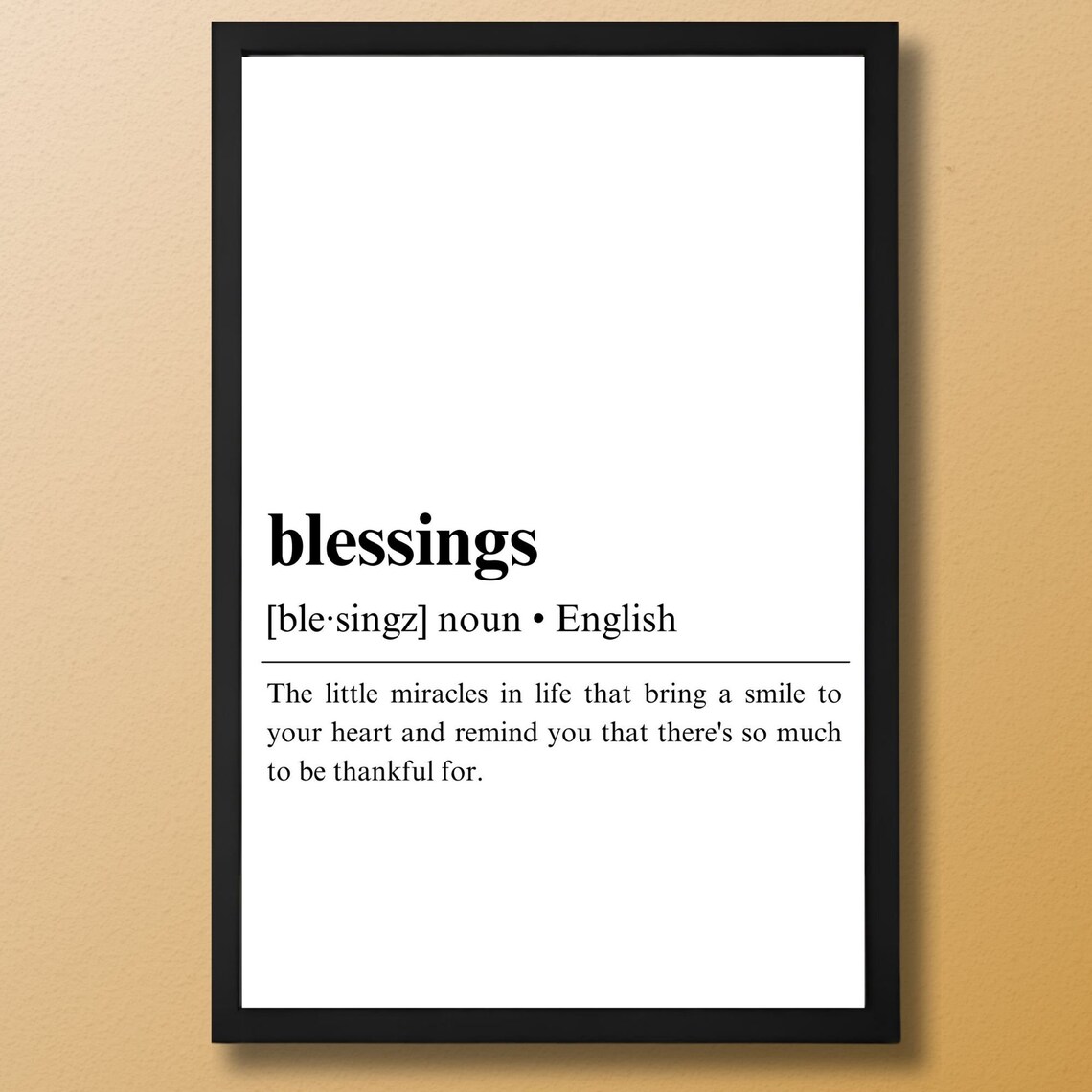Blessings Dictionary Definition Gratitude Word Art Minimalist Poster