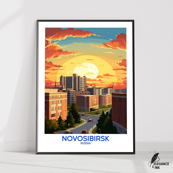 Novosibirsk Wall Hanging Posternovosibirsk Flat Vector Illustration Canvasrussia Handmade Wooden Frame And Unframed Colorful Vintage Gift
