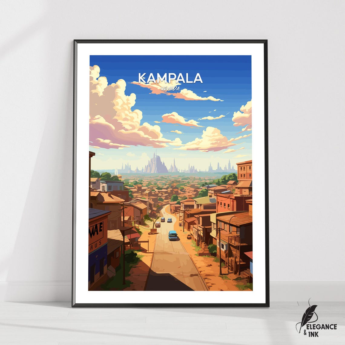 Kampala Uganda Hillside Street Distant Spires Skyline Poster