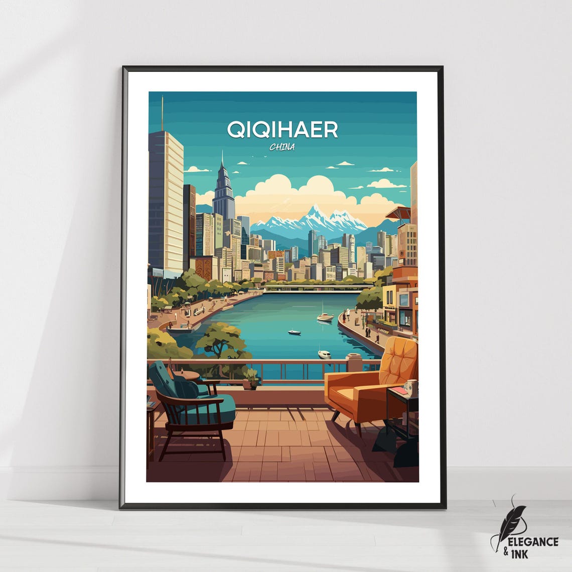 Qiqihaer Travel Print Wall Artqiqihaer Minimalist Painting Modern Poster Artworkheilongjiang Home Decor Exhibition City Photo