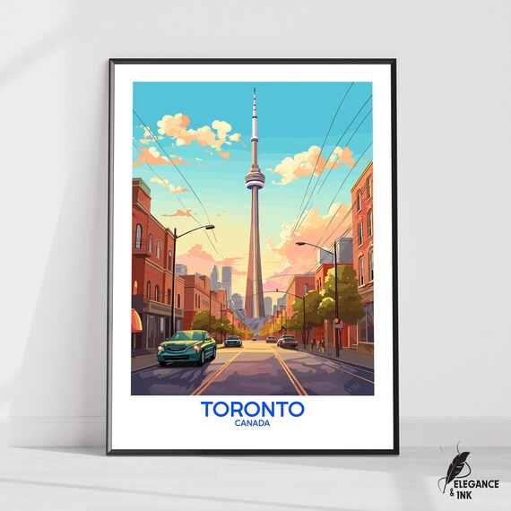 Toronto Postertoronto Travel Printtoronto Wall Arttoronto Decortoronto Illustrationwall Art Gift Ideawedding Anniversary