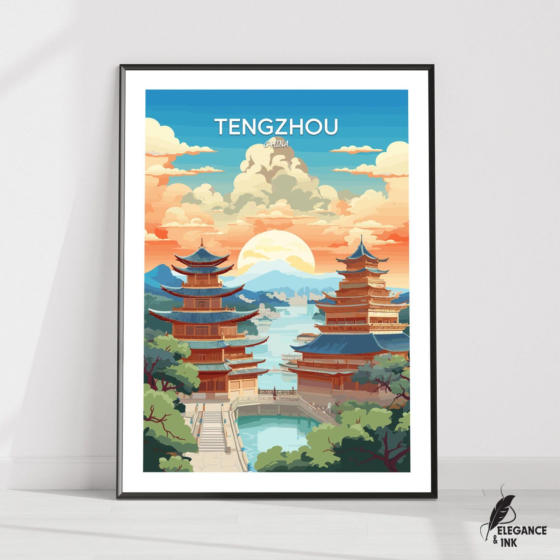 Tengzhou Travel Print Wall Arttengzhou Minimalist Painting Modern Poster Artworkshandong Home Decor Exhibition City Photo