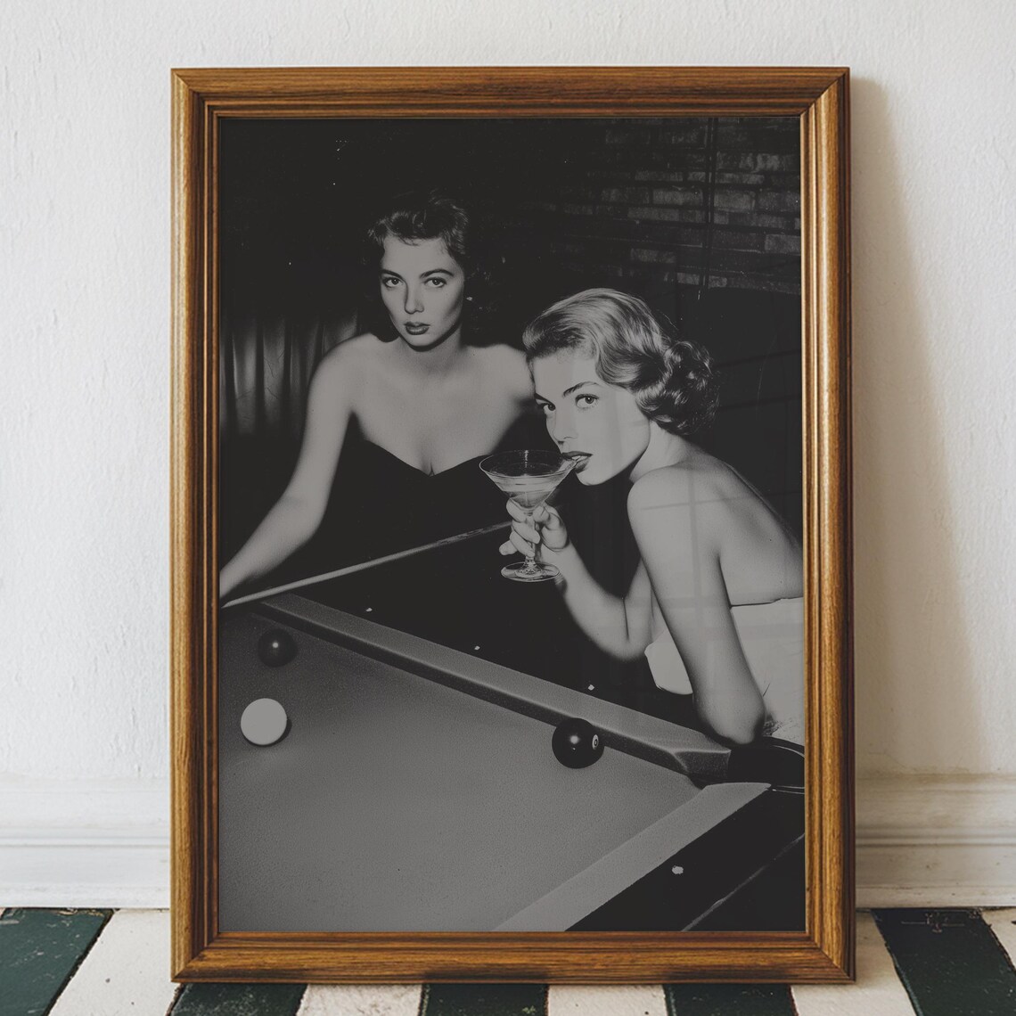 Vintage Dive Bar Martini Pool Cocktail Wall Art