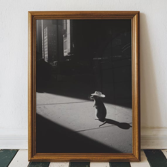 Vintage Rat Cowboy Nyc Art Print Black And White Photography Digital Download