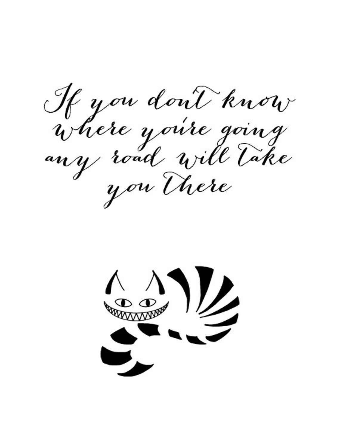 Cheshire Cat Quote Any Road Will Take You There Alice Poster - Image 2