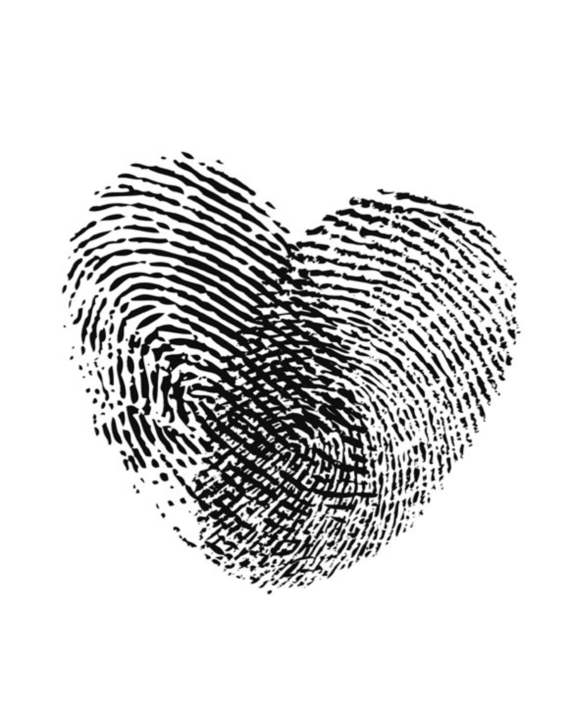 Fingerprint Heart Black White Love Couple Valentine Love Poster