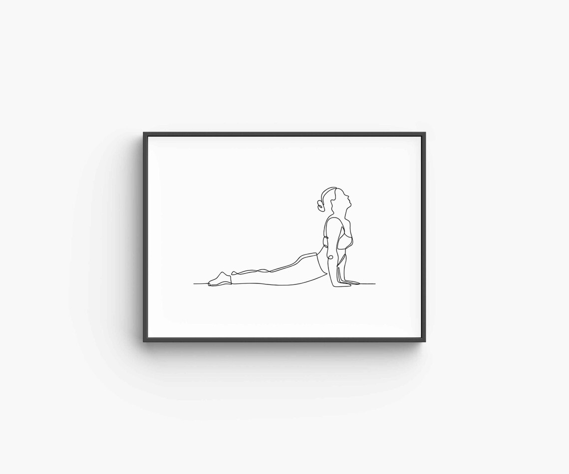 Woman Yoga Cobra Pose One Line Drawing Minimalist Fitness Art Poster - Image 6