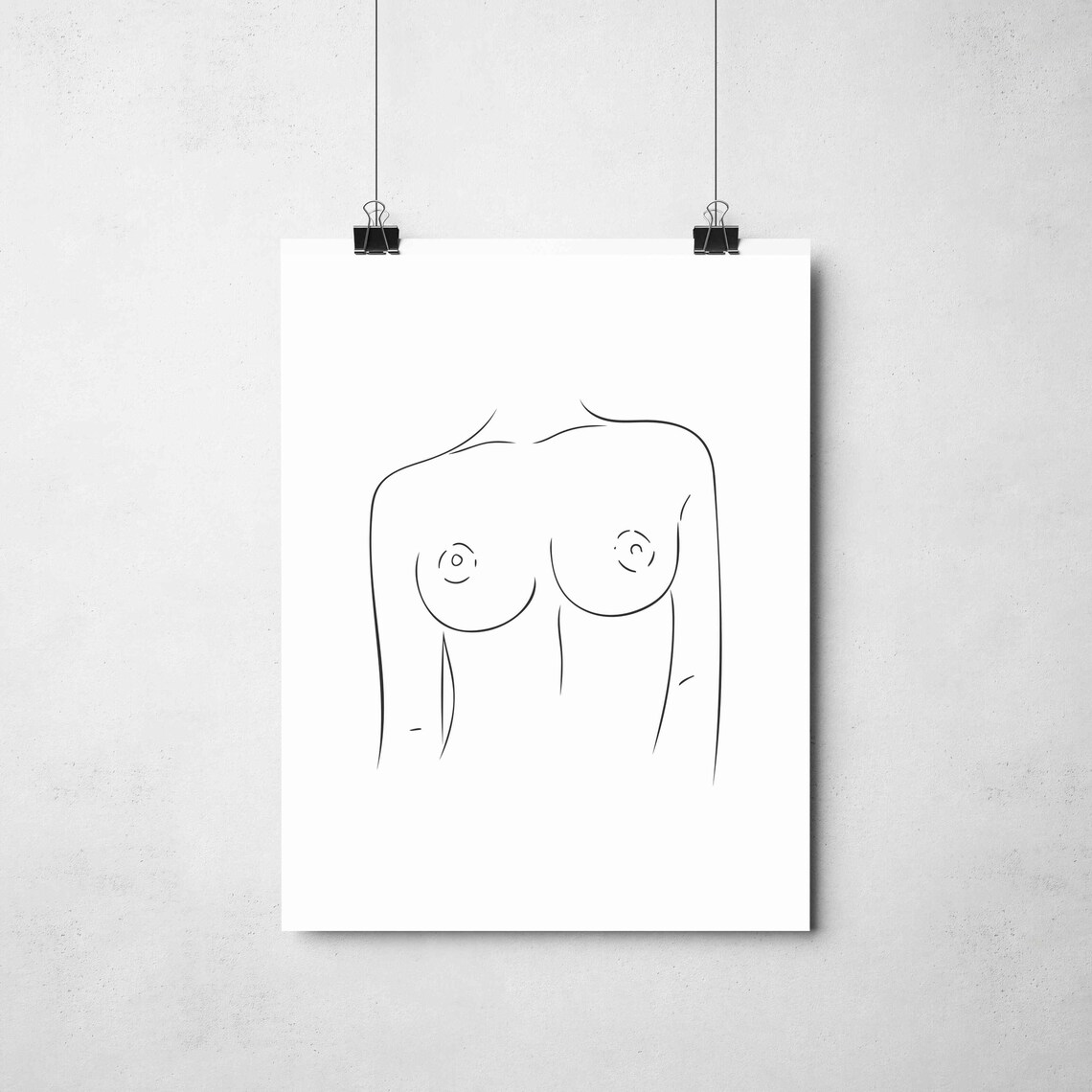 Nude Female Torso Line Art Minimalist Woman Body Black White Poster - Image 2