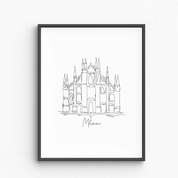 Milan Cathedral Duomo Line Art Minimalist Italy Architecture Poster