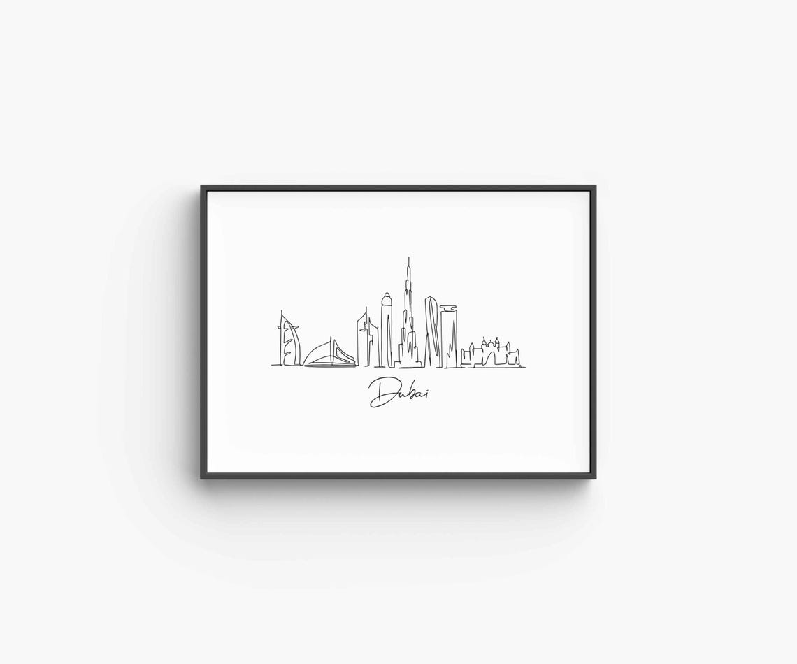 Dubai Skyline One Line Drawing Minimalist Modern City Art Poster - Image 6