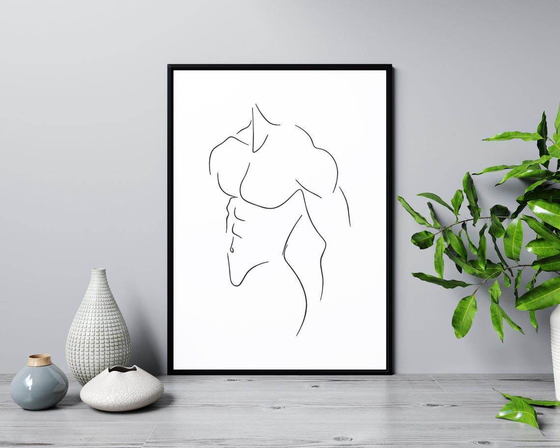 Muscular Male Torso Line Art Strong Man Body Minimal Study Poster - Image 3