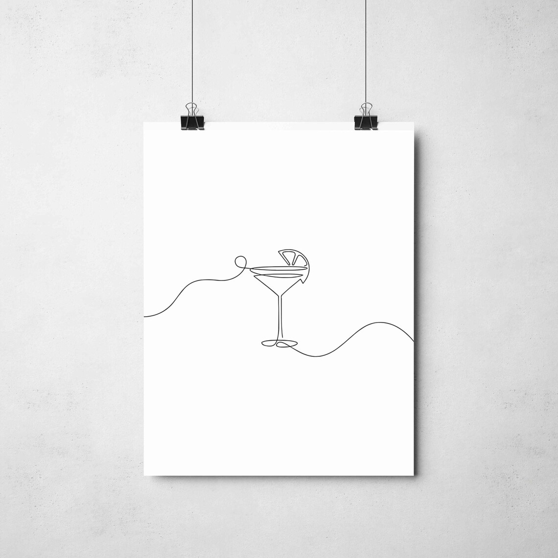 Martini Cocktail Glass One Line Drawing Minimalist Bar Poster - Image 2