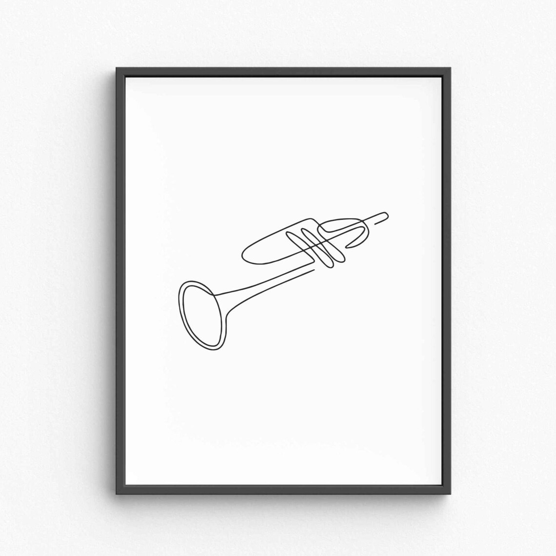 Jazz Trumpet Continuous Line Drawing Music Lover Studio Instrument Decor Poster