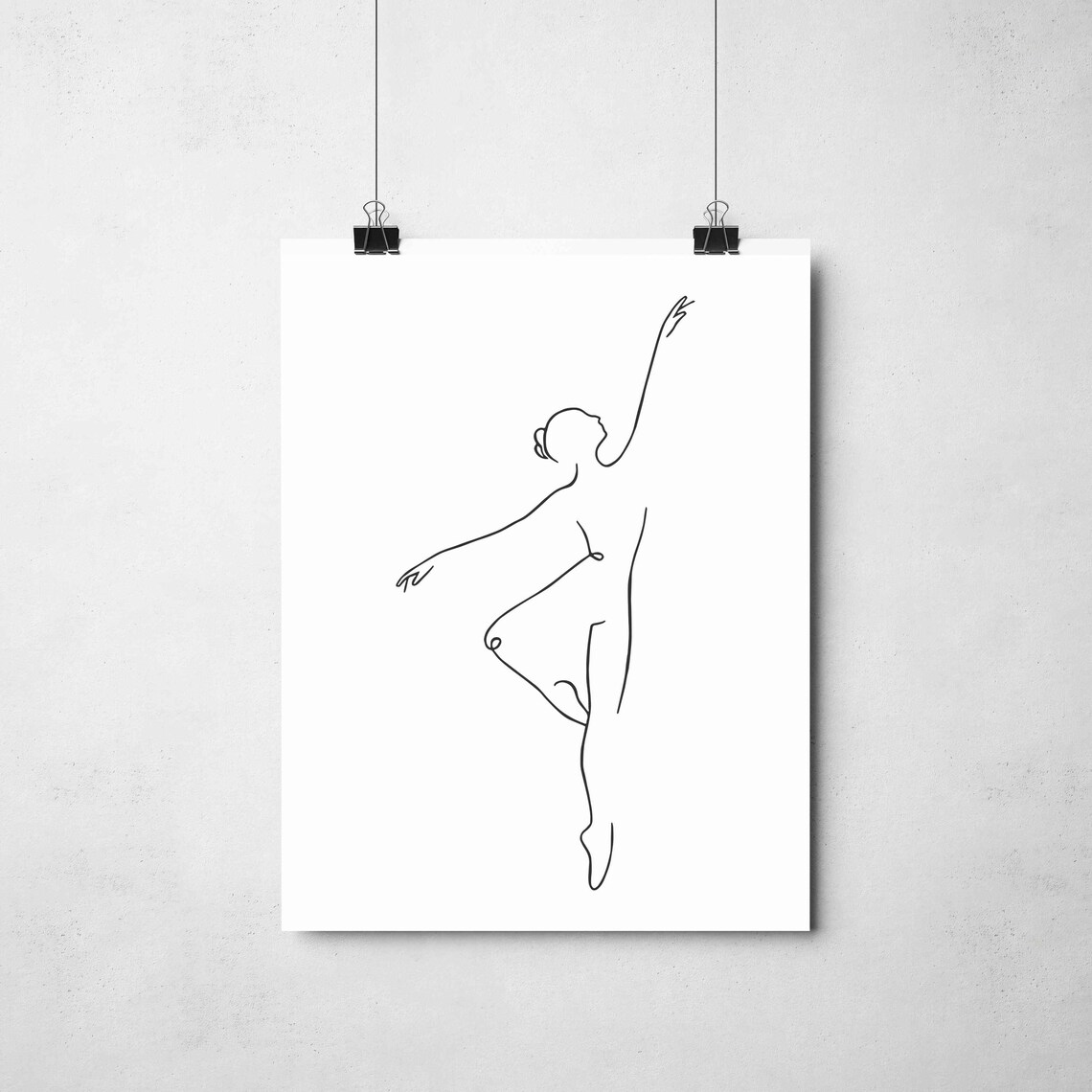 Ballerina Dancer Arabesque Single Line Art Minimalist Poster - Image 2