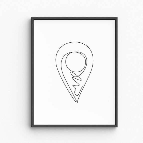 Map Location Pin Minimalist Single Line Drawing Travel Adventure Poster