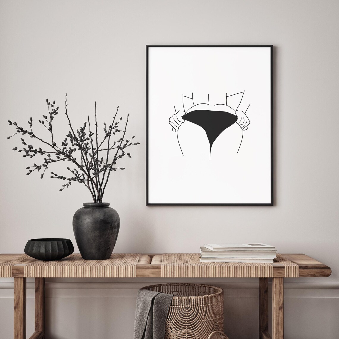 Woman Lingerie Line Art Female Rear View Minimalist Figure Poster - Image 4
