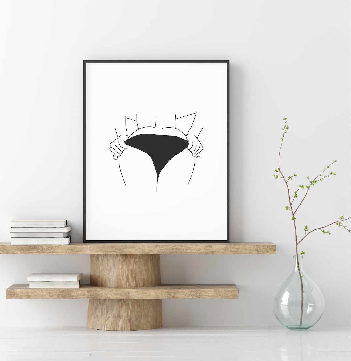 Woman Lingerie Line Art Female Rear View Minimalist Figure Poster - Image 2