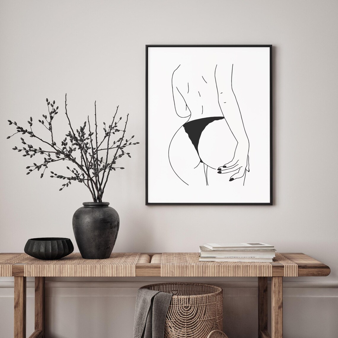 Woman Back Line Art Nude Figure Minimalist Body Silhouette Poster - Image 4