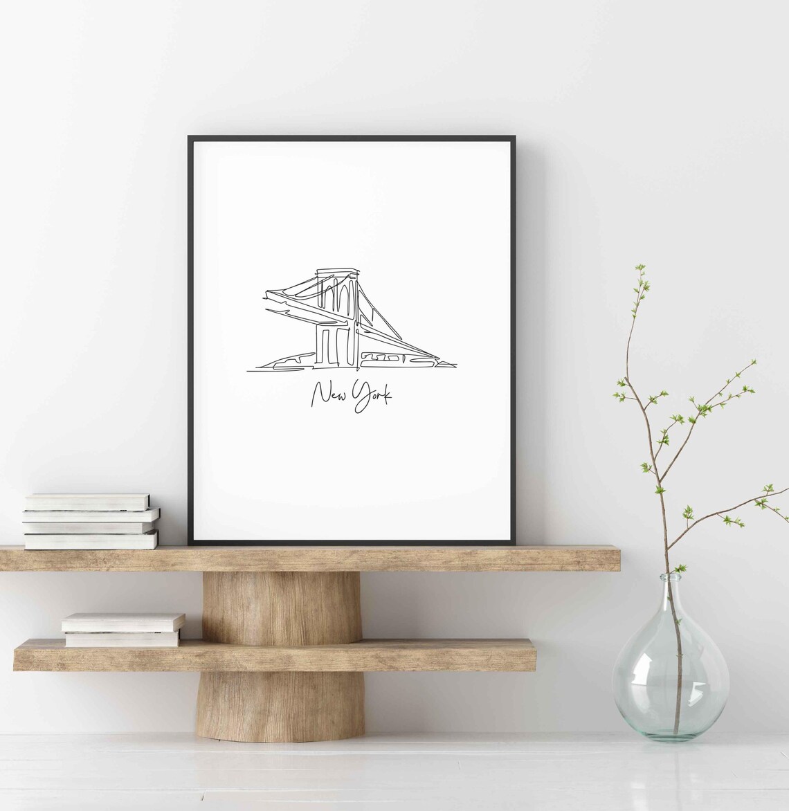 Brooklyn Bridge New York Line Art Minimalist NYC Travel Poster - Image 3
