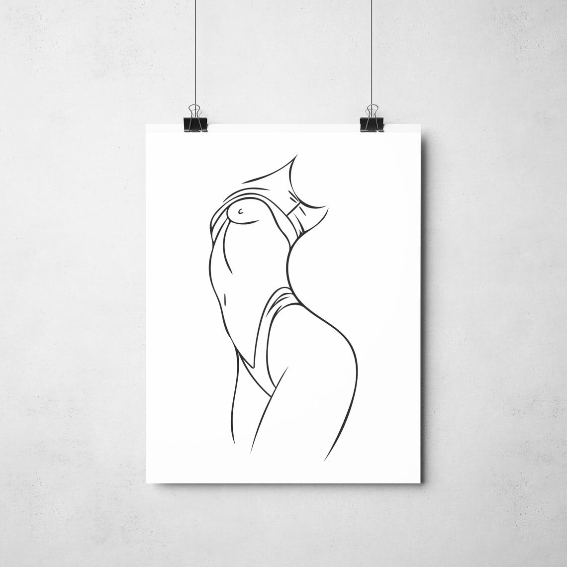 Female Body Line Art Print, Nude Minimalist Bedroom - Image 2