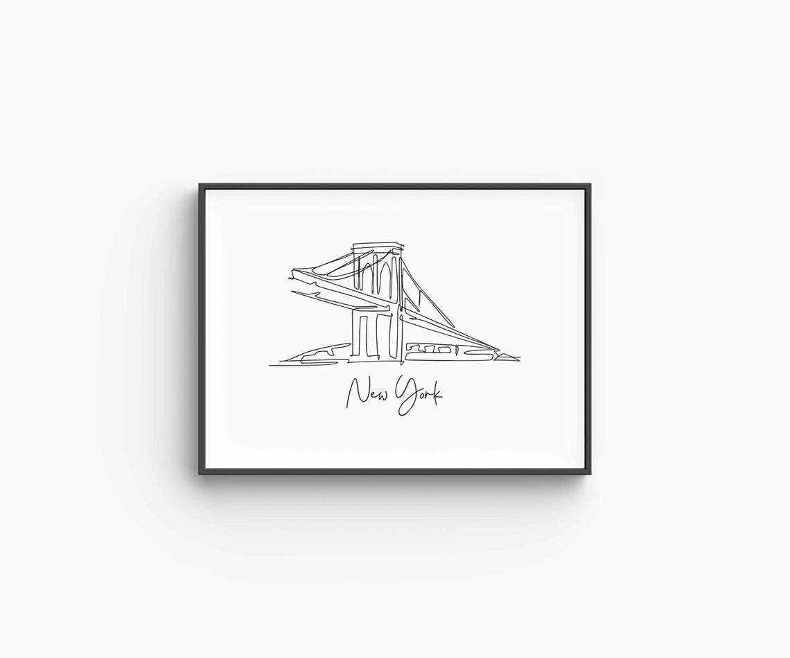 Brooklyn Bridge New York Line Art Minimalist NYC Travel Poster - Image 6