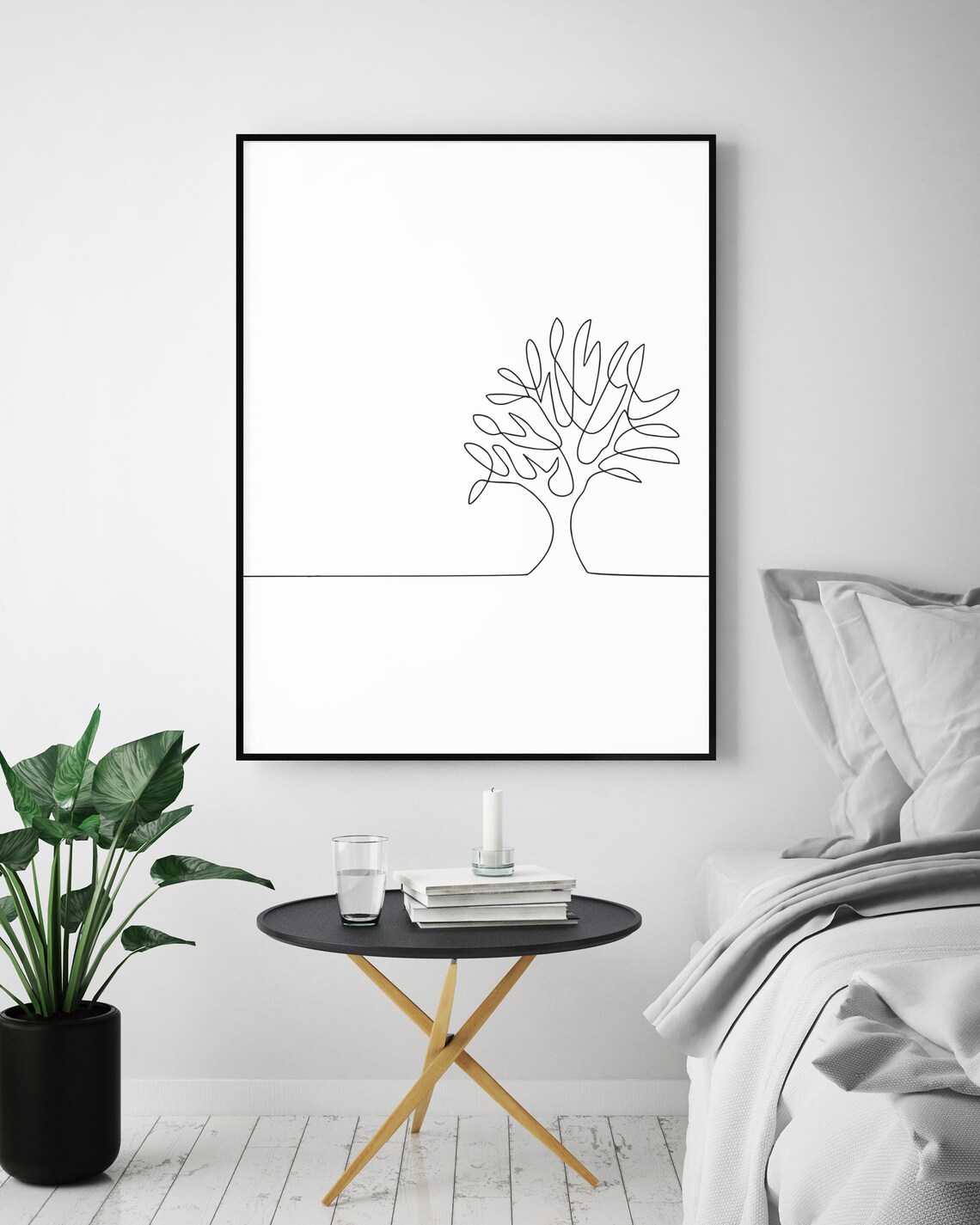 Minimalist Tree Line Art Nature Wall Art Print - Image 4