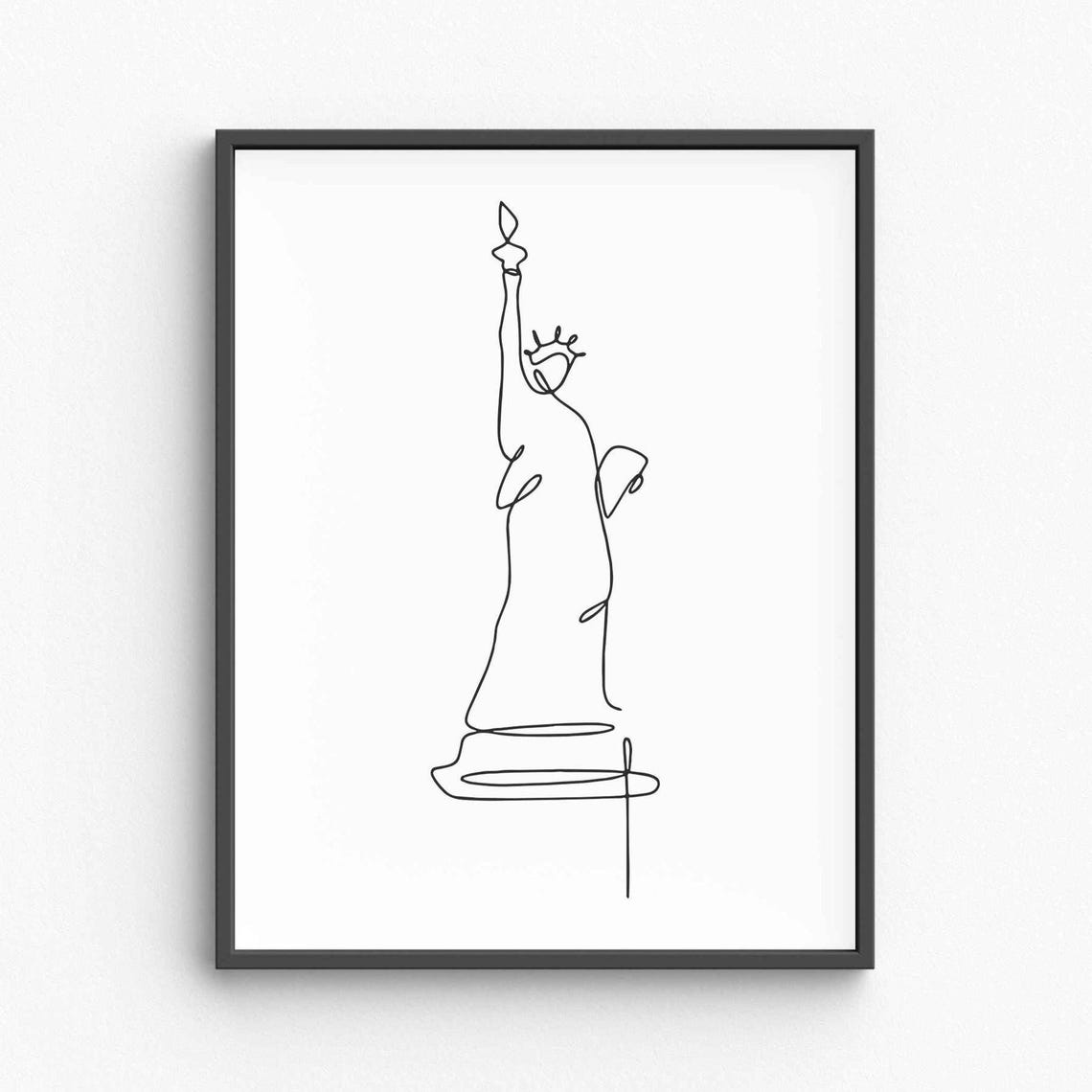 Statue Of Liberty Line Art NYC Landmark One Line Drawing Poster