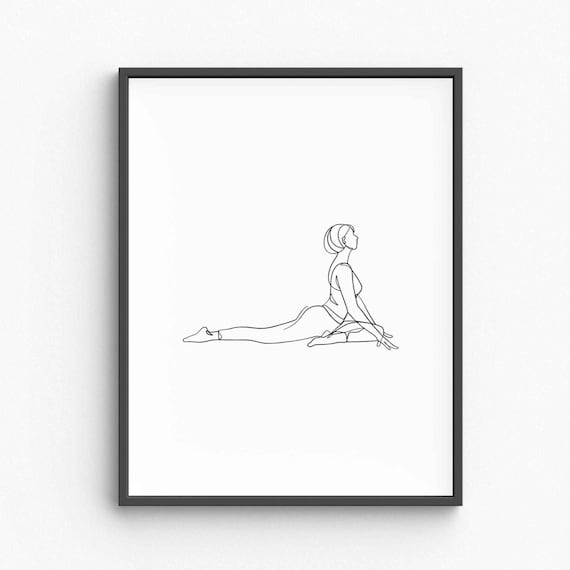 Yoga Woman Seated Stretch Pose Line Drawing Zen Studio Wellness Decor Poster
