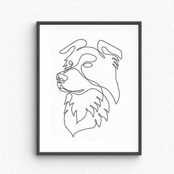 Dog Face Line Art Minimalist Print Pet Portrait Wall Cute Puppy Illustration Animal Drawing