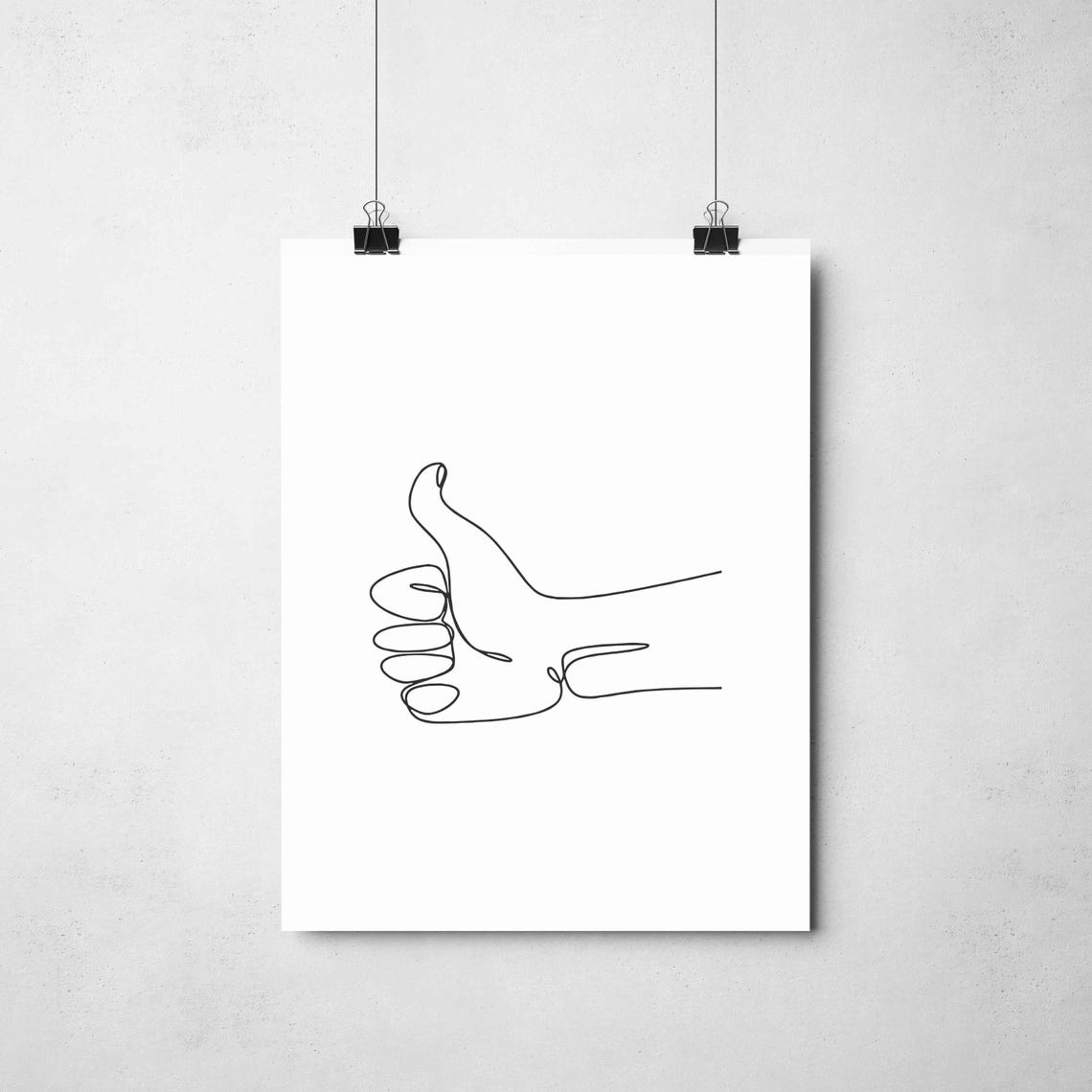 Minimalist Thumbs Up Line Art Positive Gesture Hand Drawing Motivational Wall Decor Sketch Modern Symbol Print - Image 2