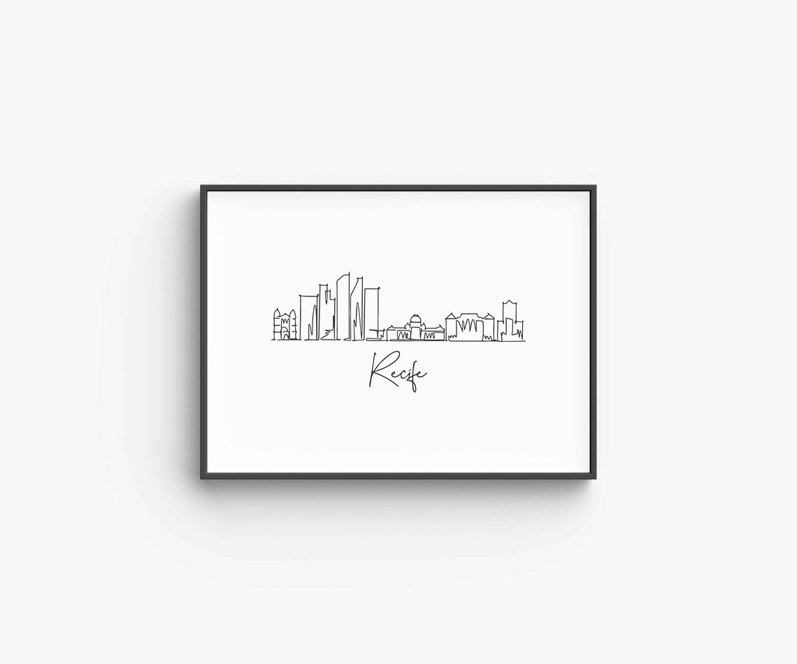 Recife Brazil Skyline Single Line Drawing Minimalist Modern Travel Poster - Image 6