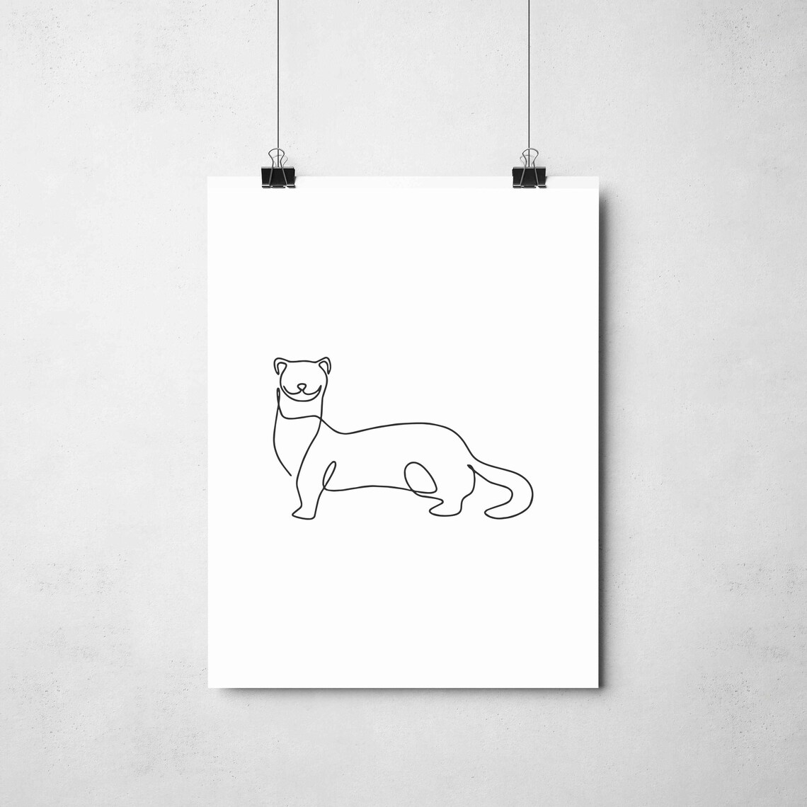 Ferret Weasel Line Art Drawing Minimalist Woodland Animal Poster - Image 2