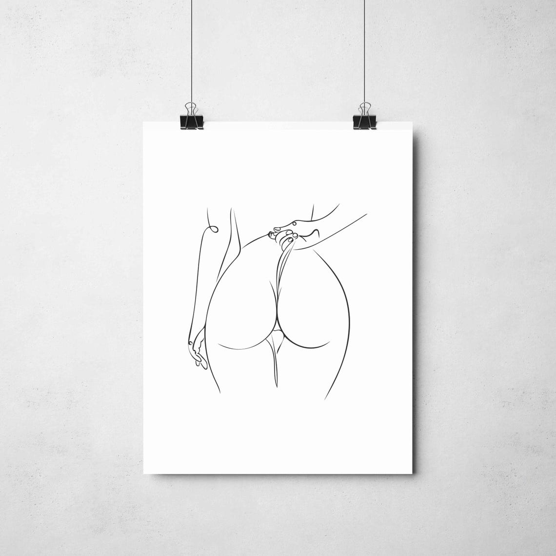 Woman in Bikini Back View One Line Figure Drawing Art Poster - Image 2