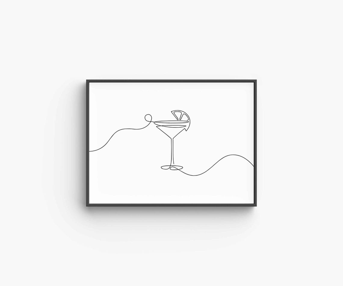 Martini Cocktail Glass One Line Drawing Minimalist Bar Poster - Image 6