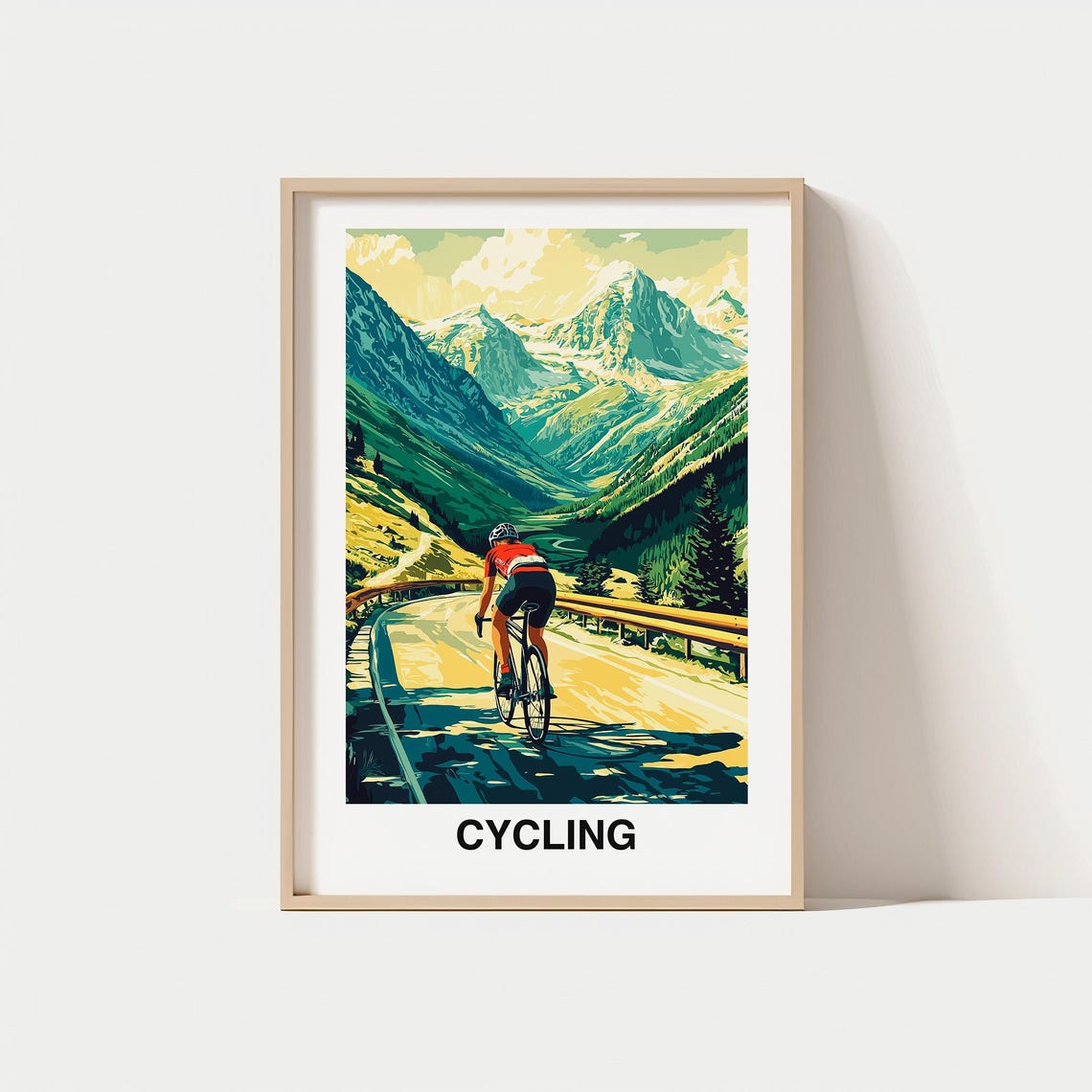 Cycling Travel Print Leisure Sports Cycling Travel Gift Poster Birthday Present Cycling Poster Outdoor