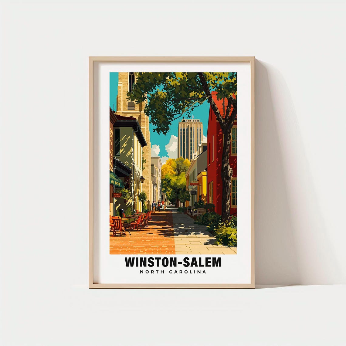 Winston Salem North Carolina Brick Street Old Salem Charm Poster