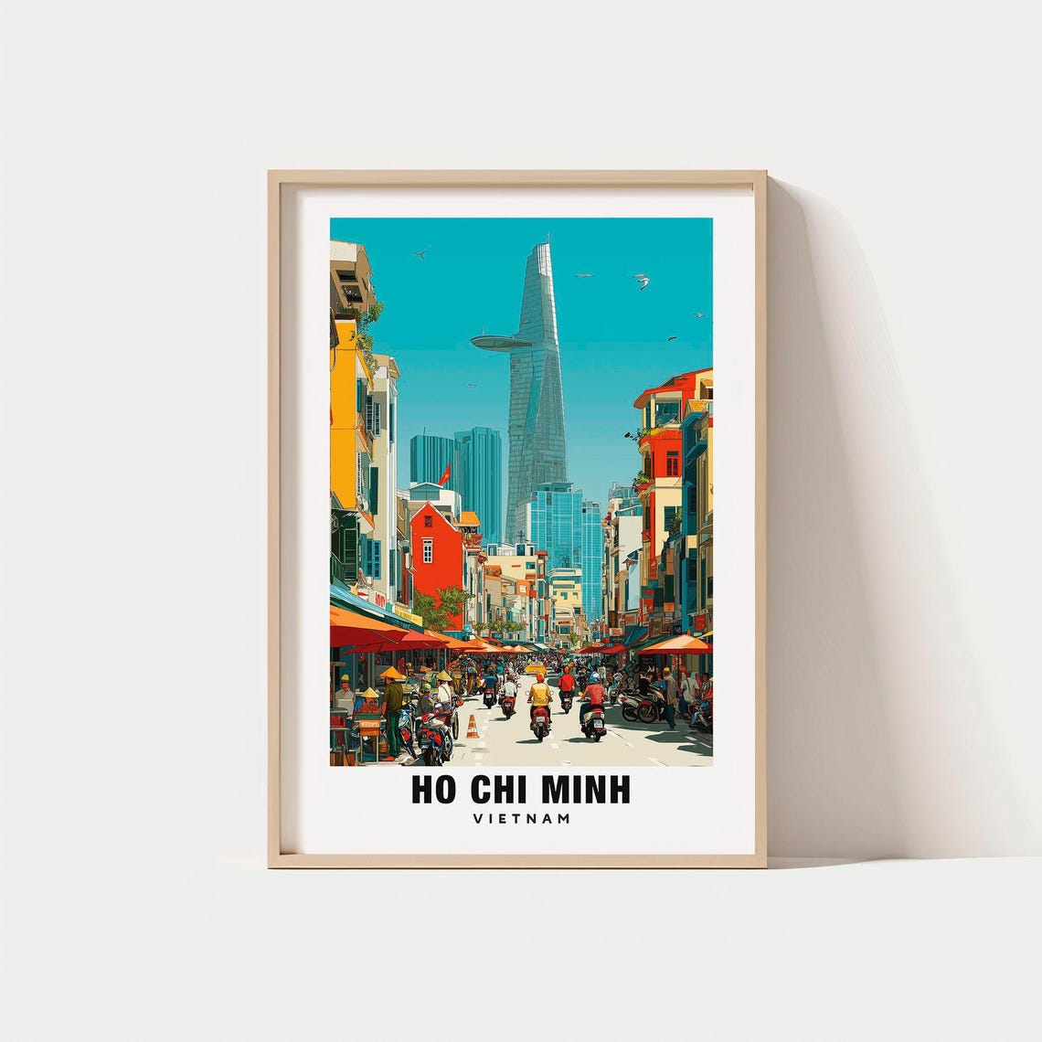 Ho Chi Minh Motorbike Street Skyscraper Vietnam Travel Poster