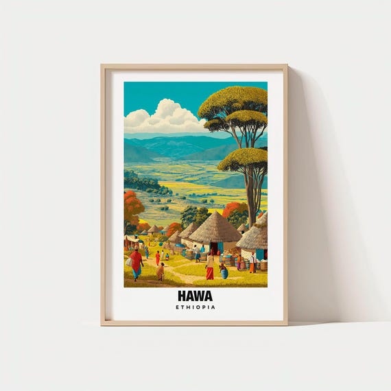 Hawa Print Ethiopia Poster Highland Views Cultural Charm Beauty Scenic Scene Travel Decor Art