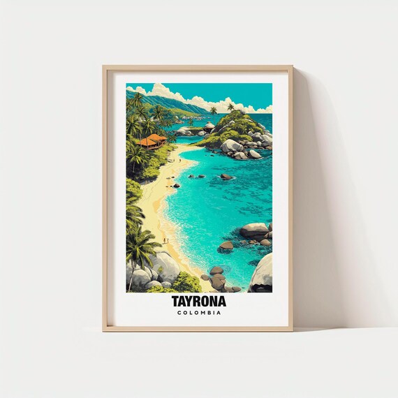 Tayrona Print Colombia Poster Coastal Views Beach Charm Beauty Tropical Scene Travel Decor Art