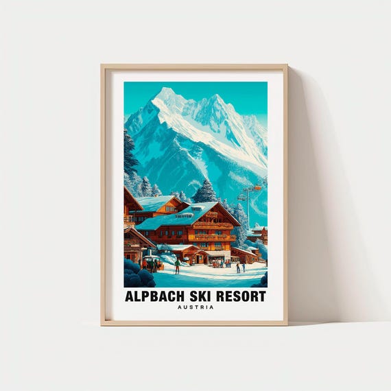 Alpbach Ski Resort Print Austria Poster Views Art Charm Beauty Historic Scenic