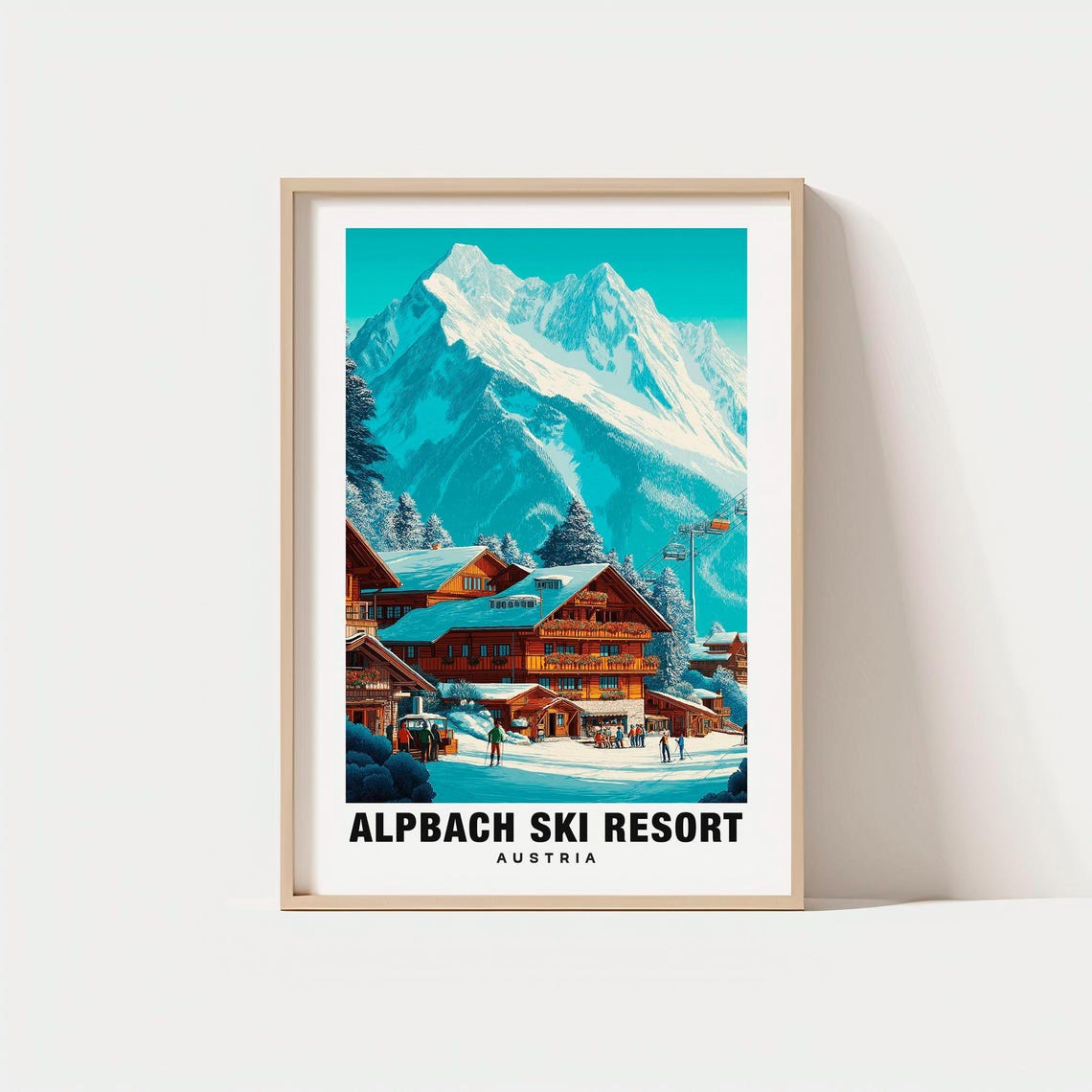 Alpbach Austria Ski Resort Alpine Village Snowy Peaks Poster Art